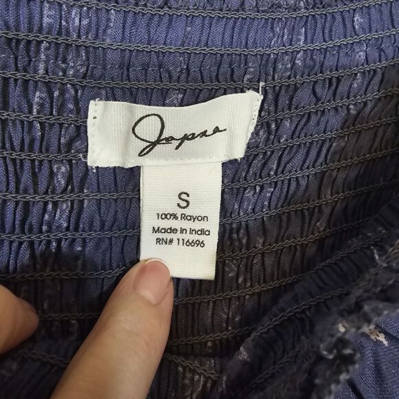 Japna Floral Strapless Boho Wide Leg Jumpsuit Ruffle Hem Blue White Size Small - Picture 3 of 7